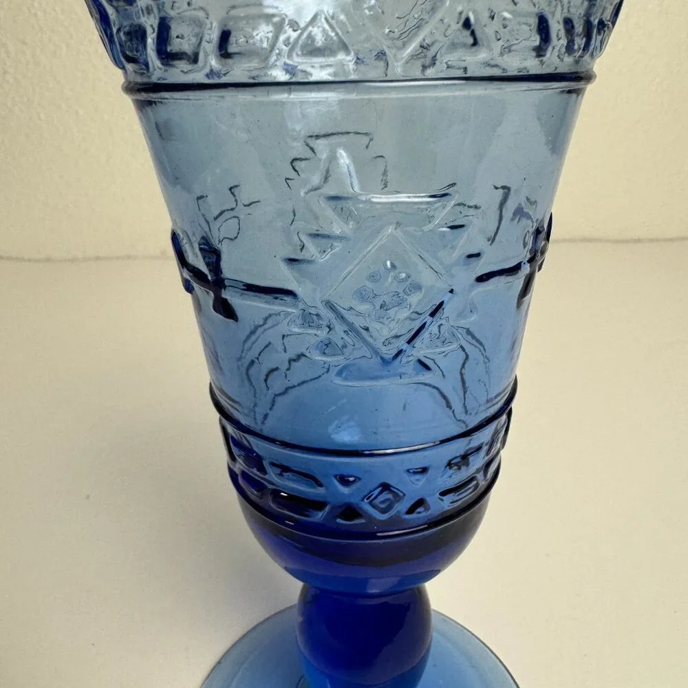 Vintage Blue Wine Glass Goblet